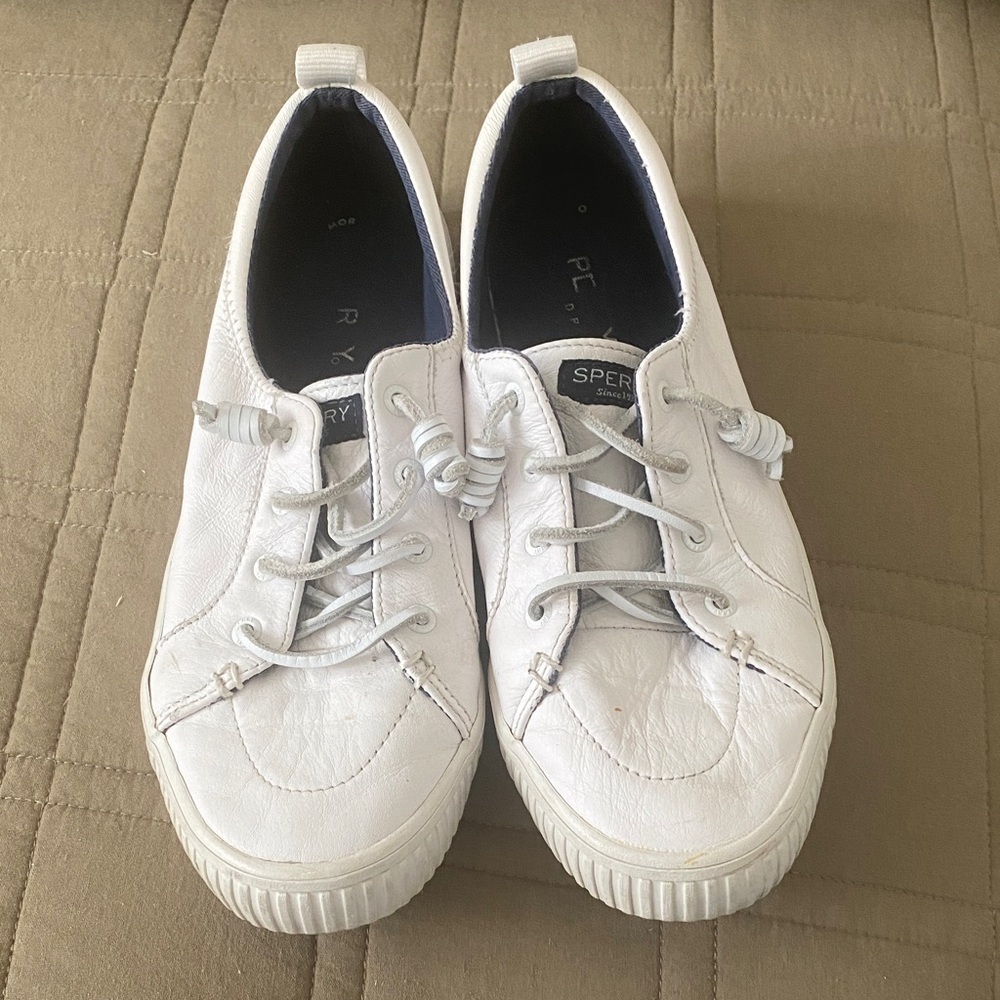 Sperry White Leather Sneakers